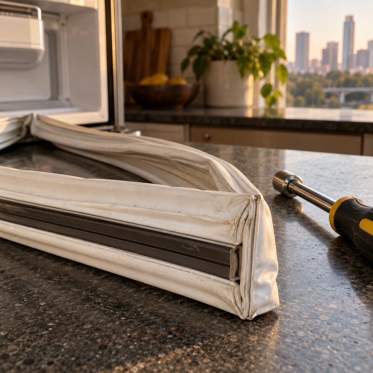 Folded refrigerator door seal with magnetic edge